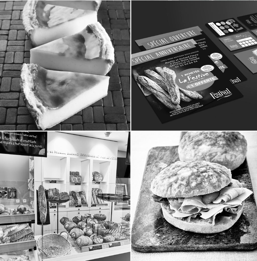 photo découpée en 4 parties montrant chacunes des éléments culinaires